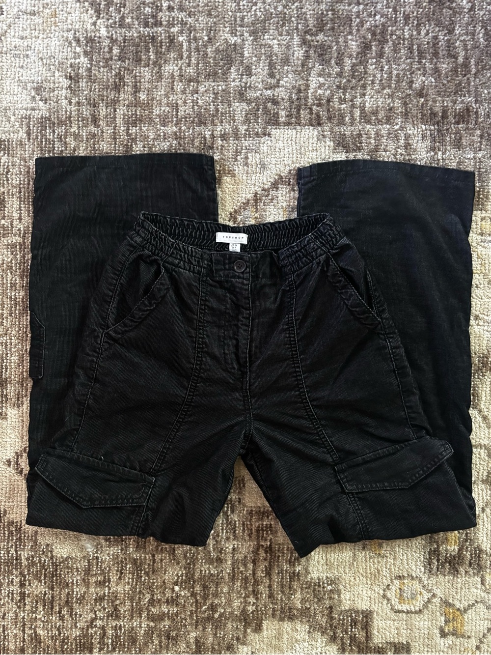 Topshop Black Corduroy Cargo Pants